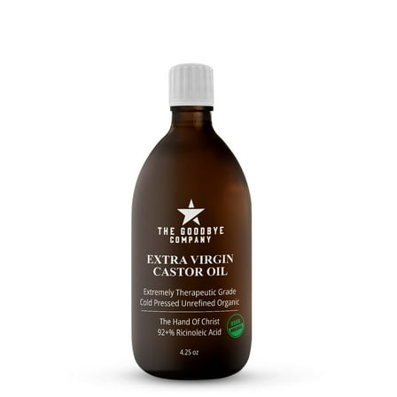 The Goodbye Company Organic Castor Oil Cold-Pressed in Glass Bottle for Hair Growth, Skin & Eyelashes