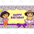 thumbnail image 4 of Fondo de fotografía de fiesta de Dora Explorer para niños, Fondo de fiesta de cumpleaños, bosque verde, mono, madera, pancarta de fotos, accesorios de decoración, 4 of 4