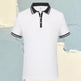 thumbnail image 2 of WAYUTE Polo Shirts for Men Short Sleeve Button Down Patchwork Color Knit Classic Fit Top for Work Business Daily Wear Casual Summer, 2 of 3