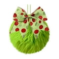 thumbnail image 2 of Christmas Ornament, Green Fuzzy Ball with Red Polka Dot Bow for Christmas Tree Decoration, Soft Plush Hanging Bauble for Holiday Party and Home Décor 2025 Trend, 2 of 6