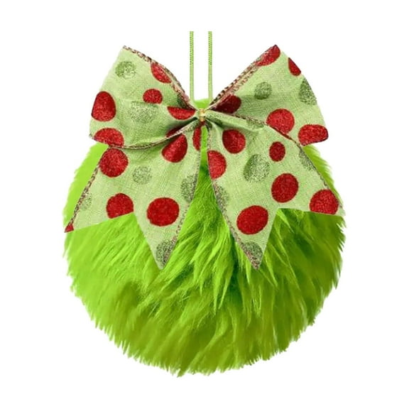 CuiLiyq Green Furry Christmas Ball Ornaments for Xmas Tree, Hanging Decorations Lime Green Ball Pendants, for Home Birthday Party Supplies Fireplace Wall Decor Keychain Pendant