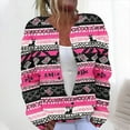 thumbnail image 2 of Brnmxoke Woman Ugly Sweater Christmas Open Front Xmas Plus Size Button Down Knitted Cardigans Crochet Fall Winter Print Long Sleeve Coat Hot Pink,L, 2 of 5