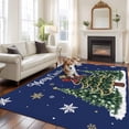 thumbnail image 2 of Blue Christmas Area Rugs 8'x10', Washable Small Throw Rugs for Living Room Patio, Xmas Christmas Tree Snowflake Indoor Outdoor Rug Non-Slip Low Pile Carpet Runner Reversible Floor Mats, 2 of 8
