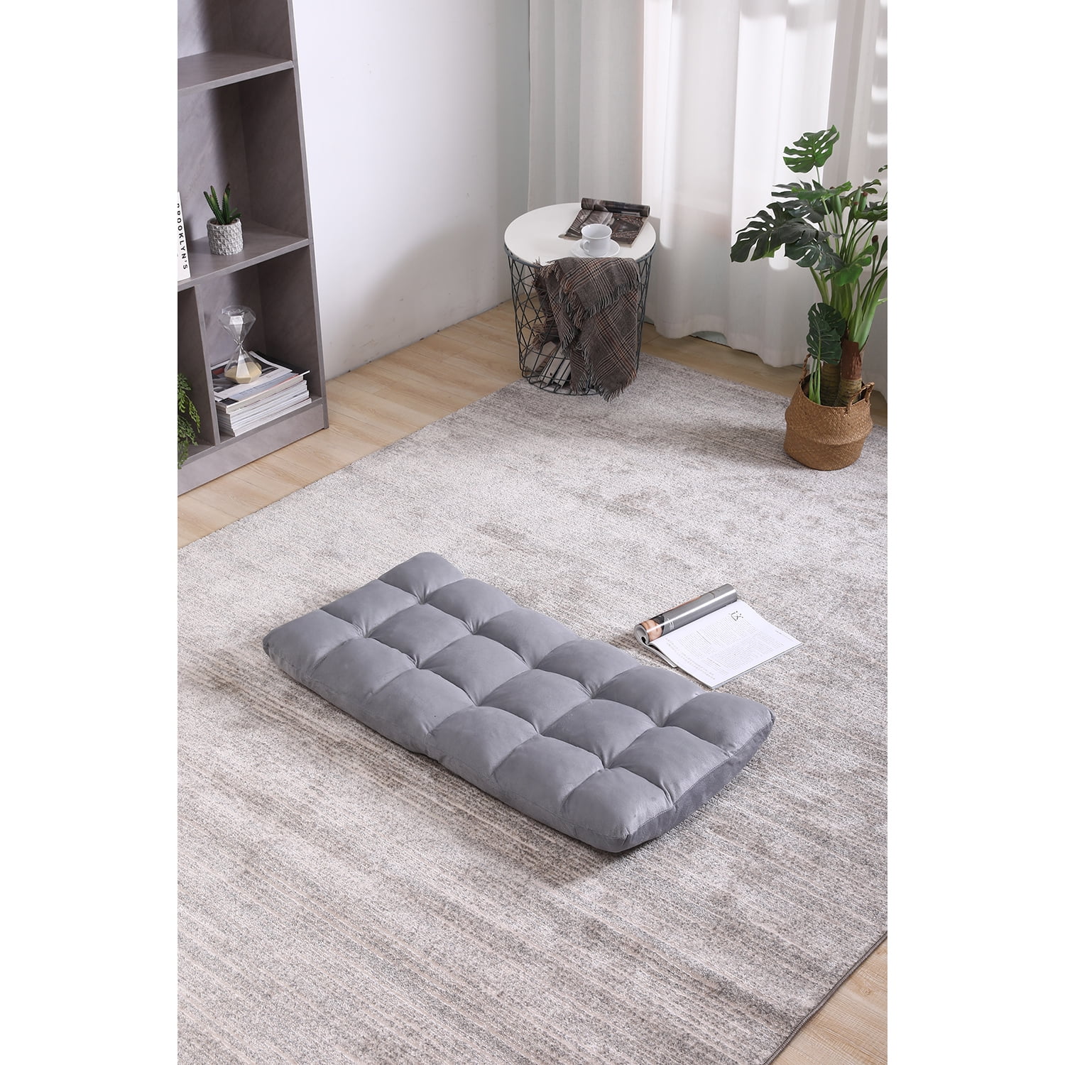 Kadyn Folding Padded Gaming Sofa Chair, 5-Position Adjustable Floor Chair with Back Support, Lounge Chair for Adults Video Gaming, Grey Kadyn Folding Padded Gaming Sofa Chair, 5-Position Adjustable Floor Chair with Back Support, Lounge Chair for Adults Video Gaming, Grey