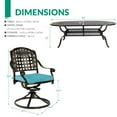 thumbnail image 5 of VIVIJASON 9-Piece Outdoor Patio Furniture Dining Set, All-Weather Cast Aluminum Conversation Set, Include 8 Swivel Dining Chairs and an Oval Table with Umbrella Hole, Ocean Blue Cushion, 5 of 7