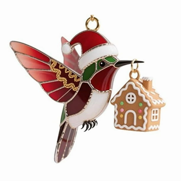 Artículos Navideños Adornos navideños de pájaros con gorros de Papá Noel, juego de 4, para colgar en el árbol. Regalo para mujer. JASKFLY