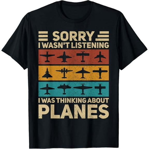 Unisex Graphic T-Shirt Vintage Airplanes Retro Pilot Design Soft Cotton Crew Neck