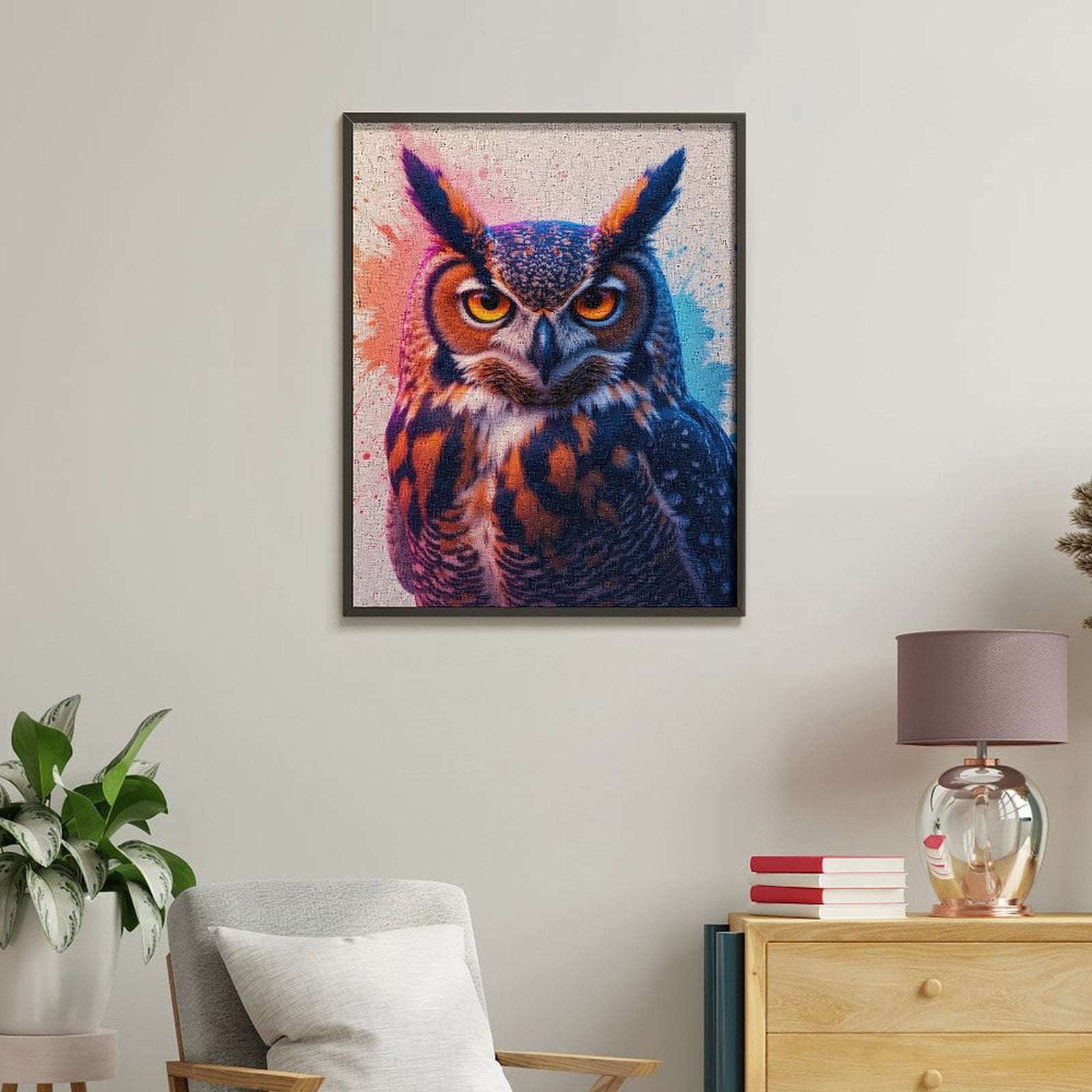Paint By Numbers Kit for Adults Beginner - DIY Owl Vivid Colors Splash Art Canvas Painting Kits for Adults, Frameless Paint By Number for Adults for Home Wall Decor 16x20 Inch