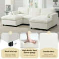 thumbnail image 2 of 86.5'' Chenille Modular Sectional Sofa with Storage Pockets, 5 Seat U Shaped Couch Set with Pillows, Free Combination, Modern Cloud Sofa with 2 Movable Ottoman for Living Room, Apartment, White, 2 of 9