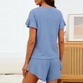 thumbnail image 4 of BUIGTTKLOP Womens Pajamas Set Soft Sleepwear Short Sleeved Shirt Elastic Shorts Two-Piece Outfit Homewear, 4 of 6