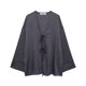 thumbnail image 5 of HH TRAF 2024 Blusa informal holgada de manga larga con cuello en V para mujer, estilo elegante, con lazo y cordones, a la moda, informal, 5 of 5