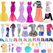 ZITA ELEMENT 35 PCS Doll Clothes and Doll Accessories for 11.5 inch Doll Randomly - 5 Fashion Clothes Sets 5 Doll Dresses or Skirt Sets 14 Doll Outfit Accessories 10 Doll Shoes and A Dog