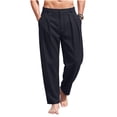 thumbnail image 2 of Lmueinov Mens Cotton Linen Pants Casual Business Pants with Pockets Lightweight Wide Leg Dress Trousers for Men 2026 Vacation Summer Fall Outfits, 2 of 5