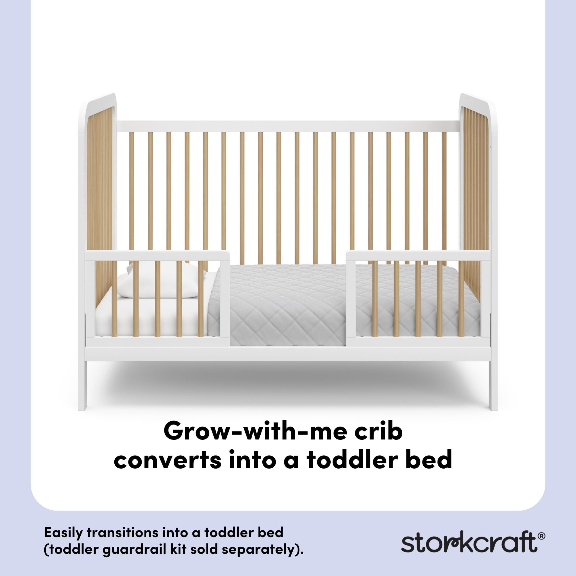 Storkcraft Pasadena 3-in-1 Convertible Baby Crib, White with Driftwood