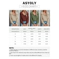 thumbnail image 2 of Asyoly Women Deep V Neck Pullover Sweater Long Sleeve Casual Solid Color Classic Crochet Knit Jumper Loose Tops, 2 of 6