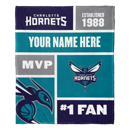 Charlotte Hornets NBA Colorblock Personalized Silk Touch Throw Blanket