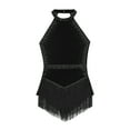 thumbnail image 3 of Moggemol Women Girls Figure Ice Skating Dress Rhinestone Lyrical Latin Dance Competition Fringe Black XXL, 3 of 4