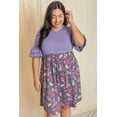 thumbnail image 3 of Lavender Branch Floral Double Ruffle Sleeve Midi Dress_Plus, 3 of 6