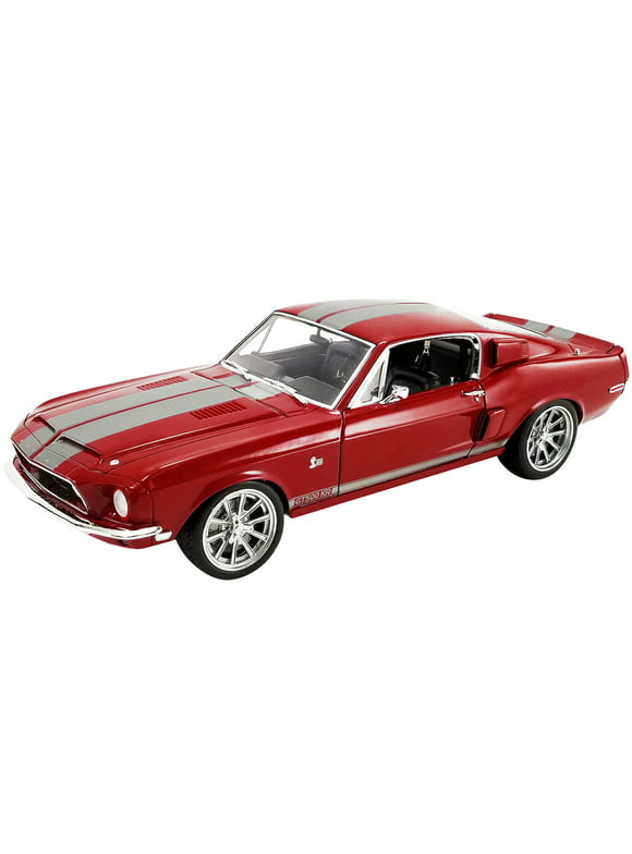 1968 Ford Mustang Shelby GT500 KR Restomod Candy Apple Red w/Silver Met. Stripes Ltd Ed 1254 pcs 1/18 Diecast Model Car by ACME