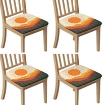 Mountain Landscape Seat Covers for Dining Room Chairs Set Of 4,Stretch Printed Washable Chair Seat Cover with Elastic Ties and Button,Removable Waterproof Couch Cushion Covers