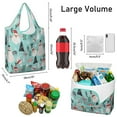 thumbnail image 3 of 5 Pack Foldable Shopping Bag,Blue Christmas Santa and Snowman Pattern Reusable Grocery Bags with Pockets,Large Reusable Tote Bags with Handles Waterproof & Lightweight, 3 of 6