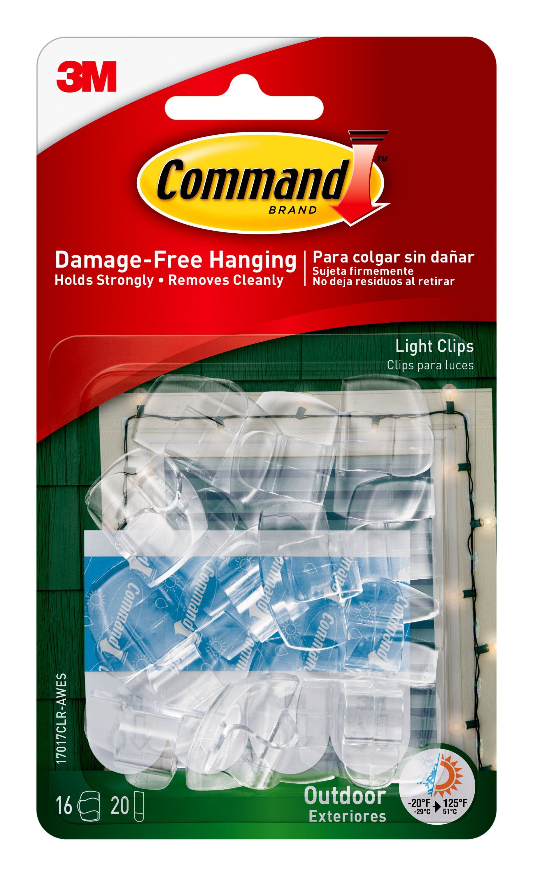 Command Outdoor Light Clips, 16 Clips, 20 Strips/Pack