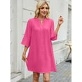 thumbnail image 3 of Deago Women's Short Sleeve V Neck Button Down Shirt Dresses Casual Loose Summer Dress Swimsuit Cover Up (Rose Red, L), 3 of 8