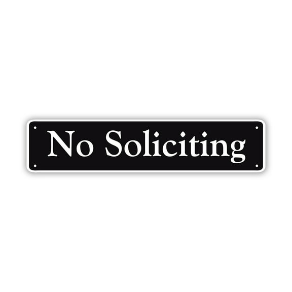 No Soliciting Sign Residential Decorative For Home/Yard Indoor Outdoor Health and Safety Novelty Aluminum Metal Sign 4"x13.5"