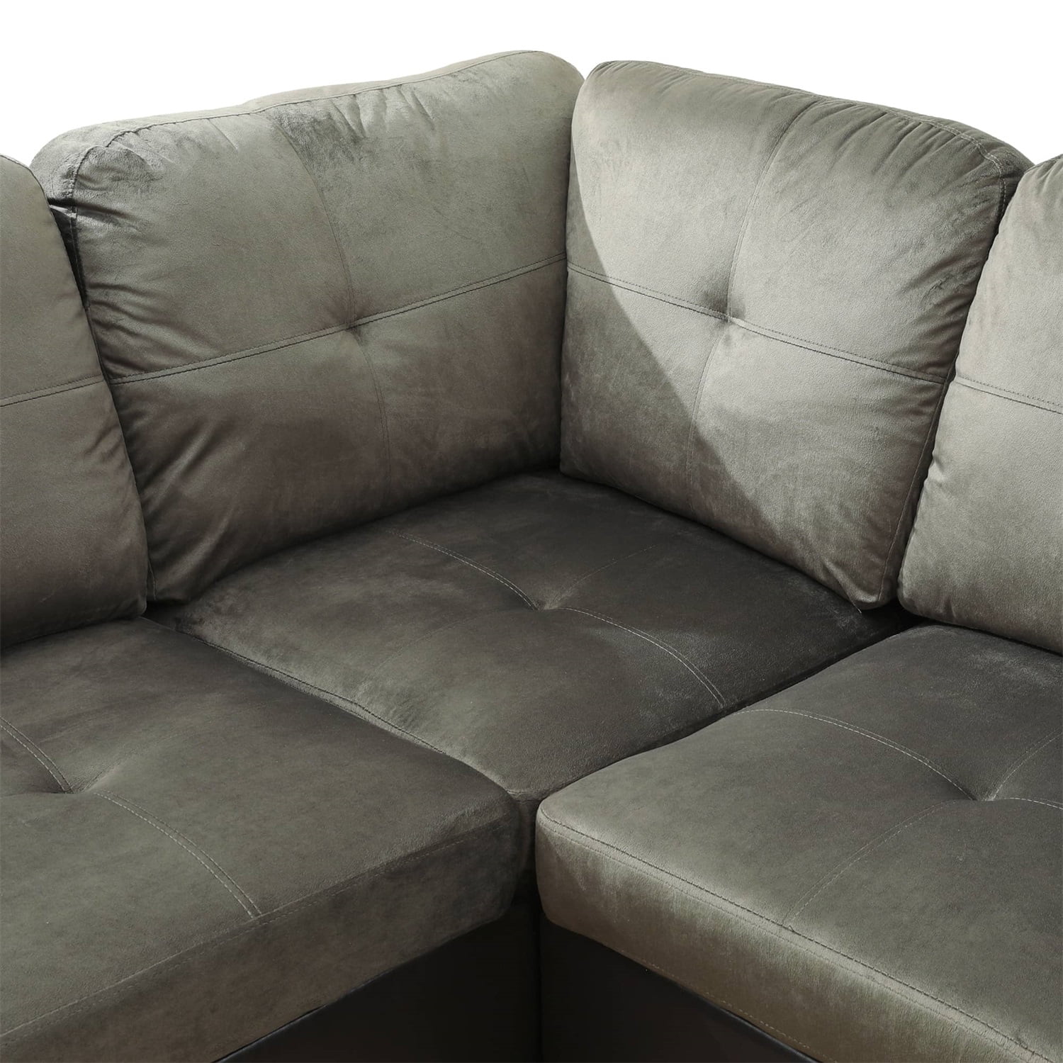 Hommoo Sofa Set, Flannel And PVC 2-Piece Couch Living Room Sofa Set,Taupe