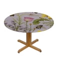 thumbnail image 3 of Nawypu  Round Fitted Tablecloth Spring Flower Floral Bee Leaves Herb Table Cloth with Elastic Edged Waterproof Wipeable Round Table Cover for Patio Parties Outdoor Decor, 3 of 7
