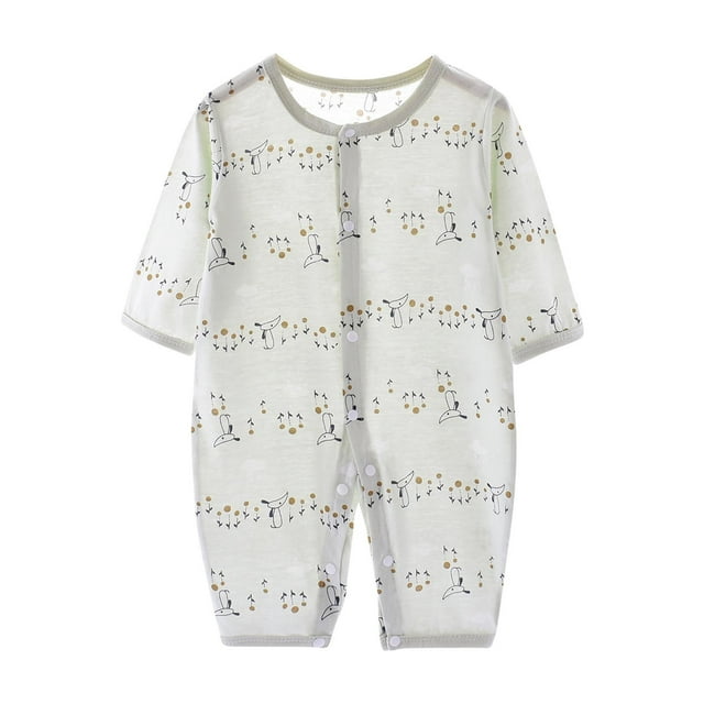 Combinaison pour Bébés, Manches Longues, Mélange Respirant Coton-polyester avec Col Rond et Entrejambe à Pression pour 0-12 Mois, Vert Taille 59
