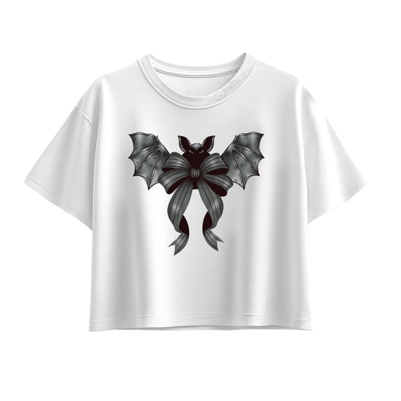 Instant Message - Black Bow Bat - Youth Girls Boxy T-Shirt