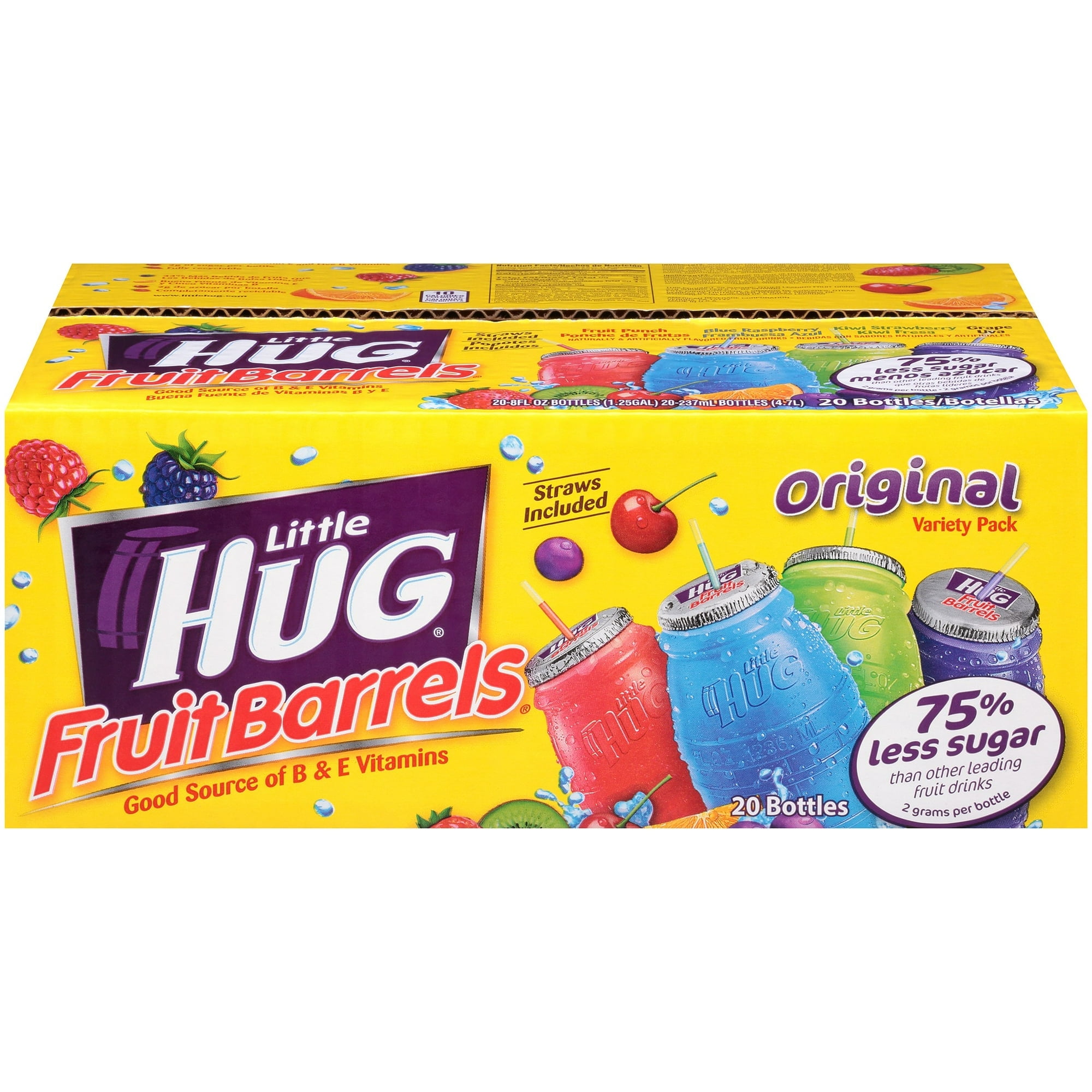 Little HUG Fruit Barrels, Original, Shelf Stable Kids Drinks Variety Pack, 20 Count, 8 fl oz Bottles