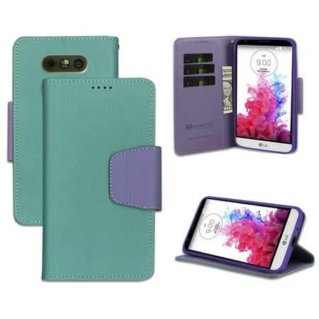 LG G5 WALLET CASE, MINT PURPLE INFOLIO WALLET CREDIT CARD ID CASH CASE COVER STAND FOR LG G5