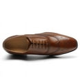 thumbnail image 4 of CMR CHAMARIPA Men's Elevator Dress Shoes - Brown Leather Wingtip Oxford Shoes 6CM | 2.36 Inches, 4 of 9