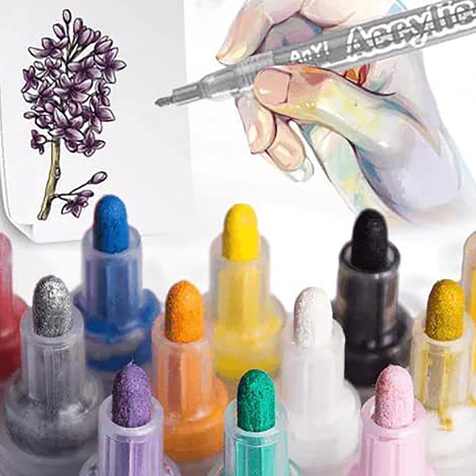 60 Colors Paint Markers Paint Pens Acrylic Paint Pens For Students Chirldrens Artists Adults Coloring Drawing Cartoon Anime Comic Brush Tip For Rock Painting Wood Canvas(60ml)