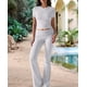 thumbnail image 5 of Pantalón de Traje de Corta Ajustado de Color Liso Gris M, 5 of 9