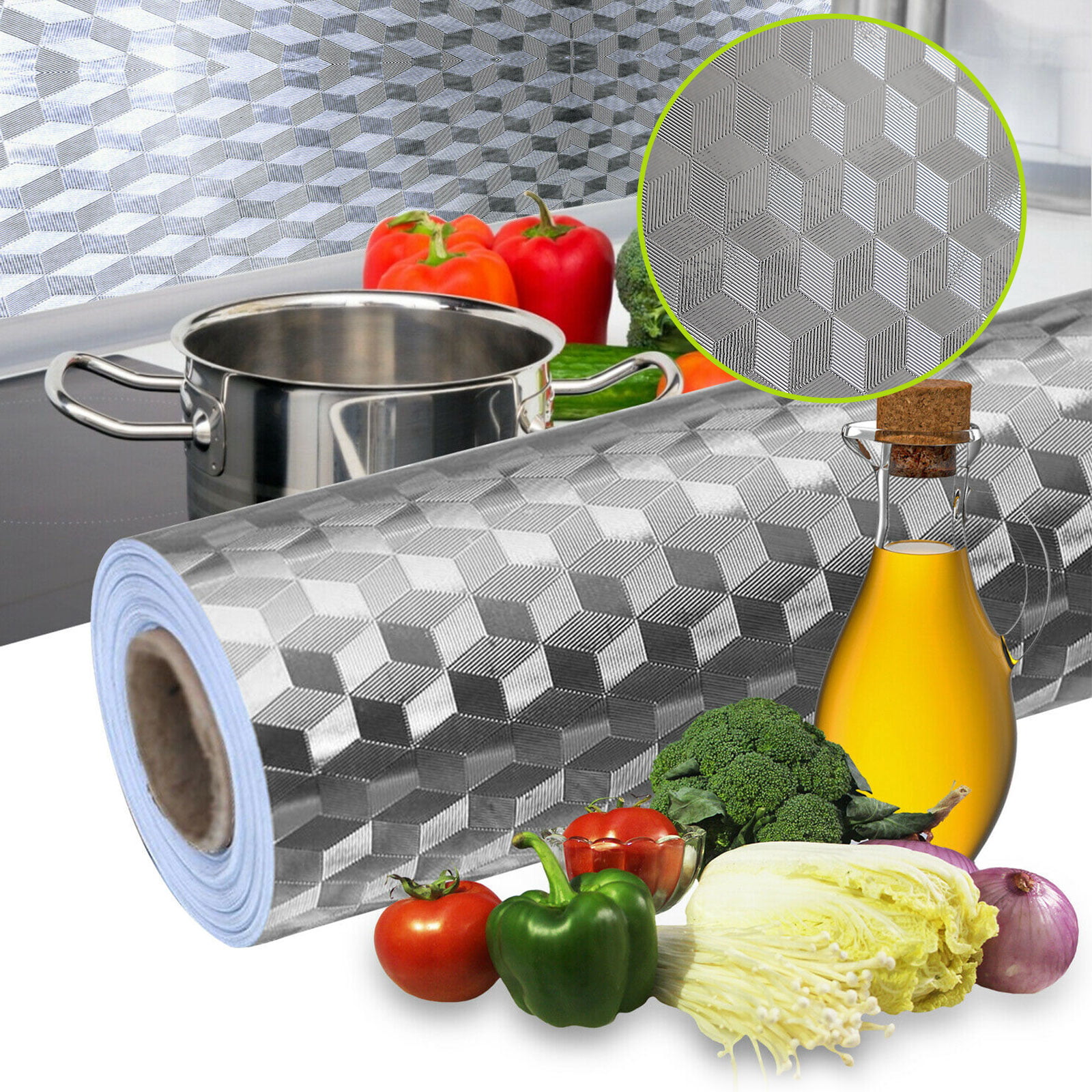 Kitchen Self Adhesive Wallpapers Aluminum Foil Kitchen Stove Cabinet StickeWF 