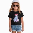 thumbnail image 4 of xaweyi Kids Halloween Graphic Shirt Cute Ghost with Bow Short Sleeve Crew Neck Girls Top,Sizes 18-24 Months, 4 of 5