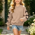 thumbnail image 7 of jobturf Girls Crewneck Sweatshirt Cute Black Bow Decor Long Sleeve Pullover Tops Holiday Party Fleece&nbsp;Lined Sweatshirts for Kids 130, 7 of 7