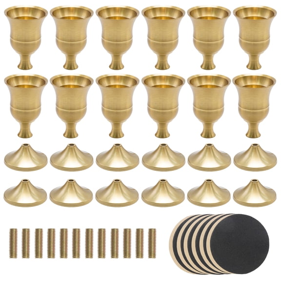 Set of 12 Gold, Taper Candlestick Holders, for Table Centerpiece Wedding Reception Christmas Mantel & Home Decor