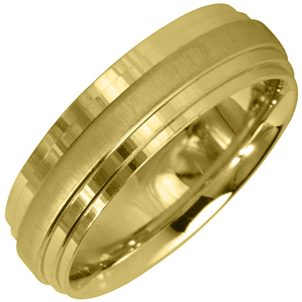 TheJewelryMaster 14K Yellow Gold Mens Wedding Band 6mm