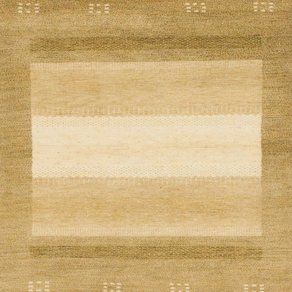 Ahgly Company Machine Washable Indoor Square Abstract Yellow Area Rugs, 6' Square