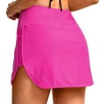 thumbnail image 3 of TOWED22 Women Swim Skirt Women's Solid&Leaf&Leopard&Print Swim Skirt High Waisted Bathing Suit Skirt Bikini Swim Shorts Women,Hot Pink, 3 of 5