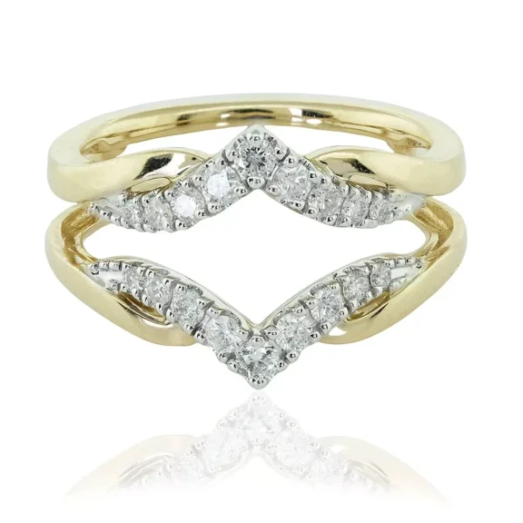 2 CT Round Cut White Moissanite Enhancer Ring Guard Wrap 14K Yellow Gold Plated