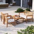 thumbnail image 5 of Gymax 4 PCS Wood Patio Furniture Set w/ Soft Seat Cushions Solid Acacia Wood Frame, 5 of 10