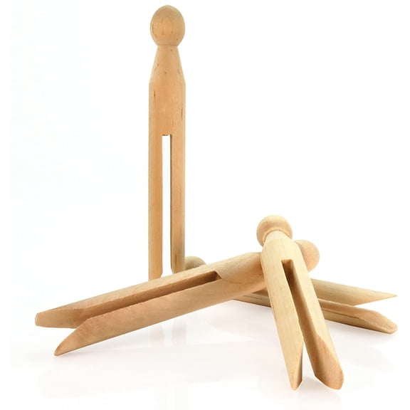 HANGERWORLD Round Wooden Clothespins for Crafts and Laundry - 24 Pack, 4.3inch Long, Old Fashioned Traditional Heritage Dolly Clothes Pegs