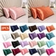 thumbnail image 1 of Fiudx Juego de Fundas de Almohada de Seda Sintética, Tacto Satinado Suave, Diseño de Sobre, Transpirable y Agradable para La Piel y El Cabello, Color Blanco, 2 Piezas, Tamaño 50 X 76 Cm., 1 of 1