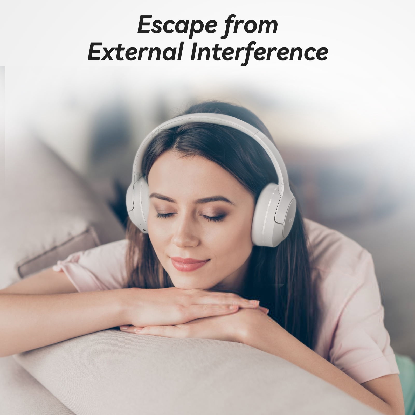 KVIDIO Active Noise Cancelling Headphones with Microphone, Deep Bass, 70H Running Time - Silver