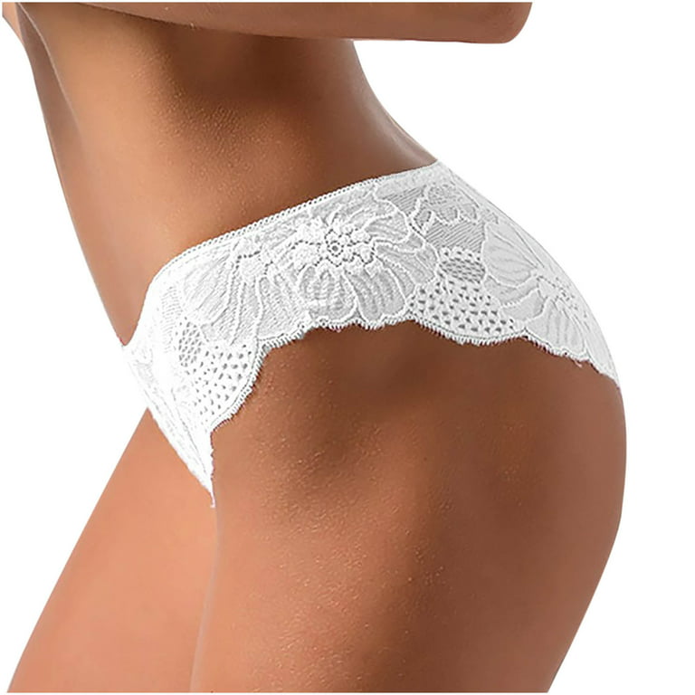 TMOYZQ Women's Sexy Cute Lace Bowknot Underwear Crochet Full Cotton  Breathable Panties High Cut V-Waist Briefs Hipster Invisible Stretch  Seamless Cheeky Underpant 